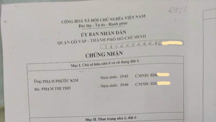 Bán nhà Đ. số 8 P. 11 Q. Gò Vấp, 3T, giảm giá còn 4.x tỷ